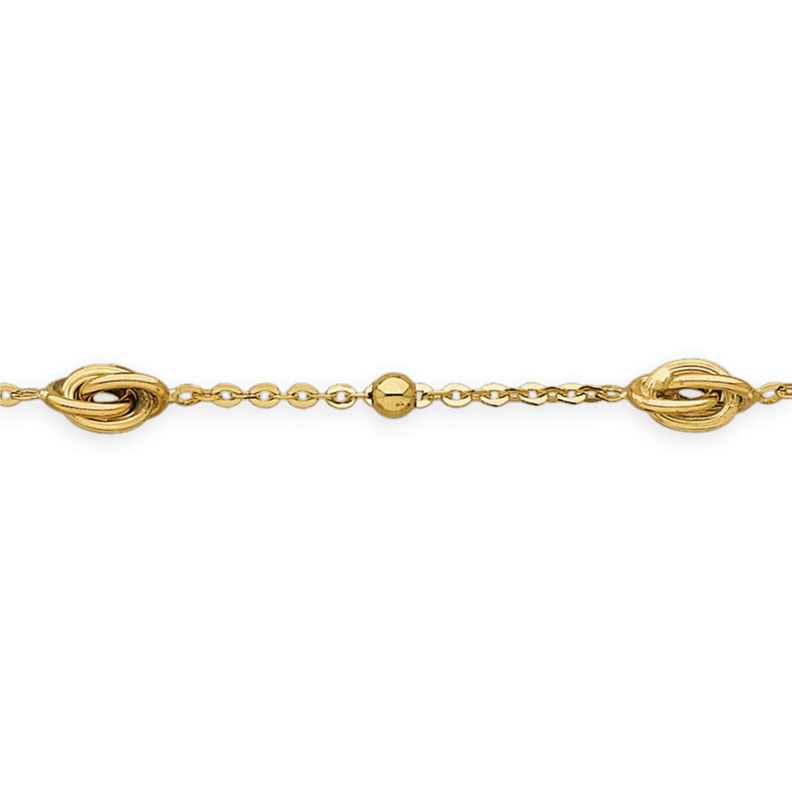 Bracelet Or 375 Maille Forçat Boules 4mm Nœuds Forçat Antillais 6*10mm 19cm