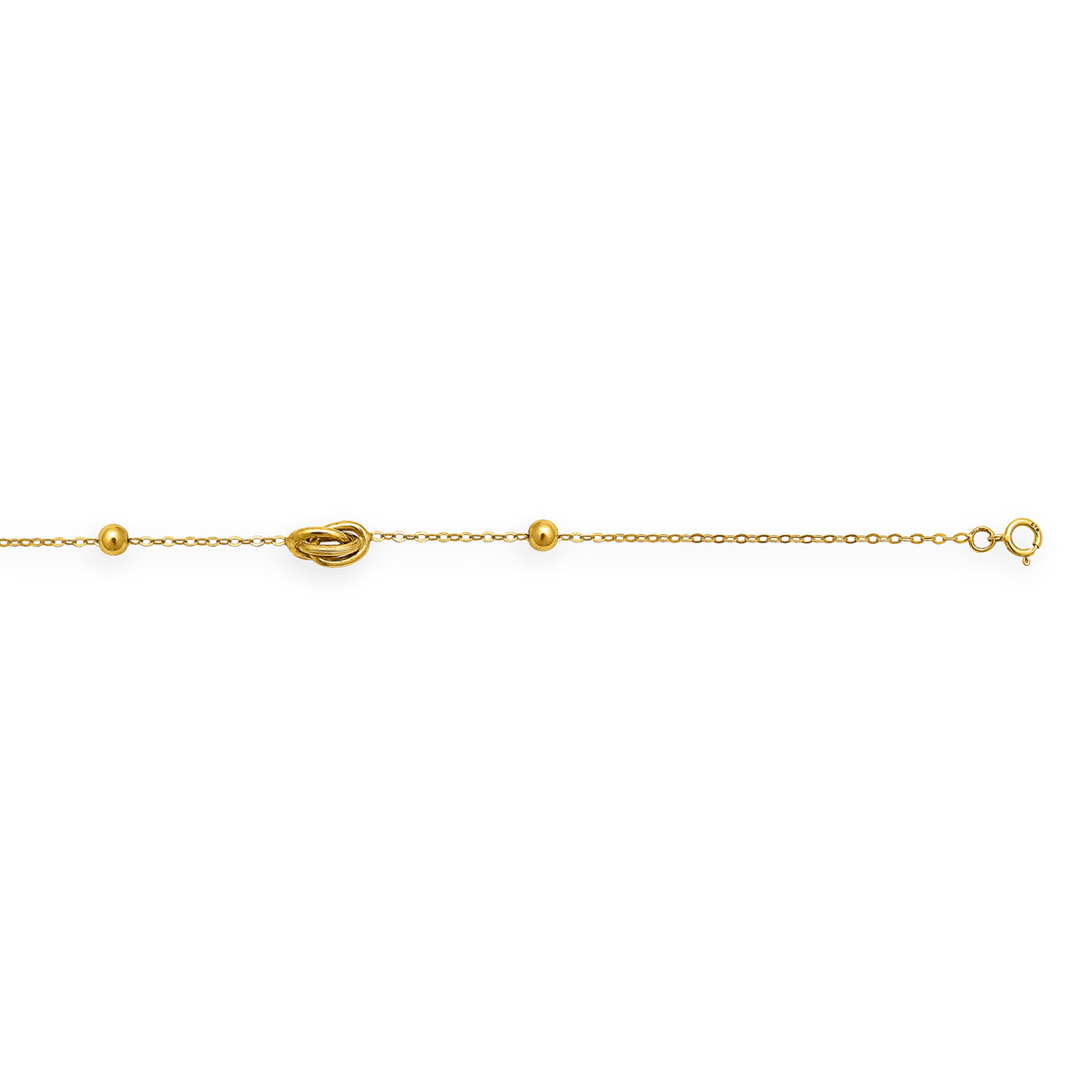 Bracelet Or 375 Maille Forçat Boules 4mm Nœuds Forçat Antillais 6*10mm 19cm