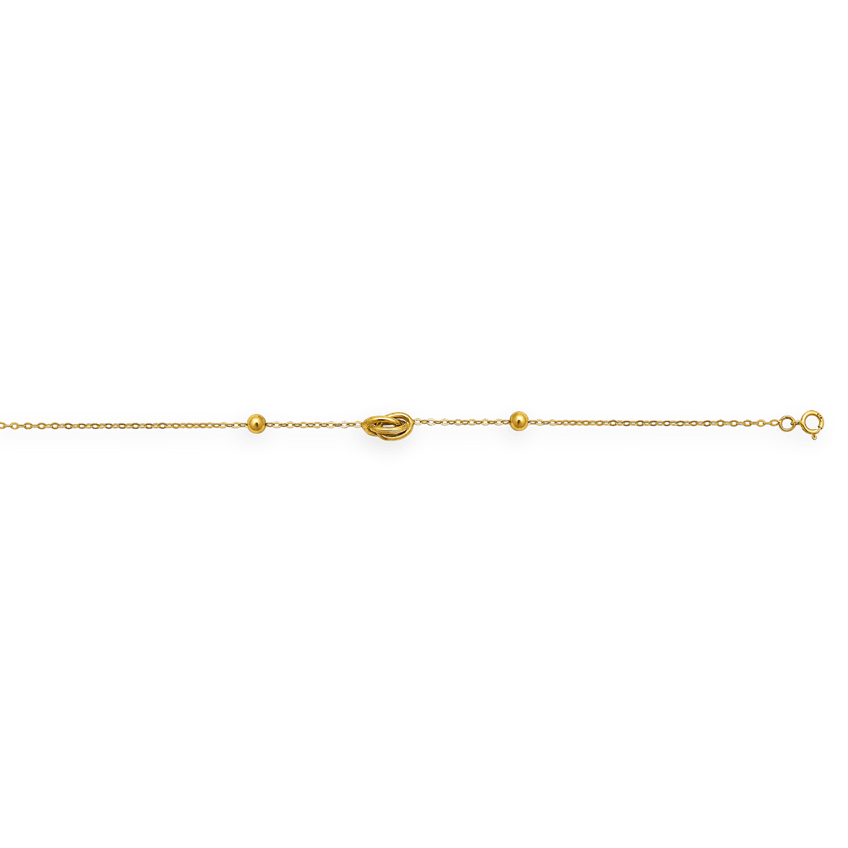 Bracelet Or 375 Maille Forçat Boules 4mm Nœuds Forçat Antillais 6*10mm 19cm