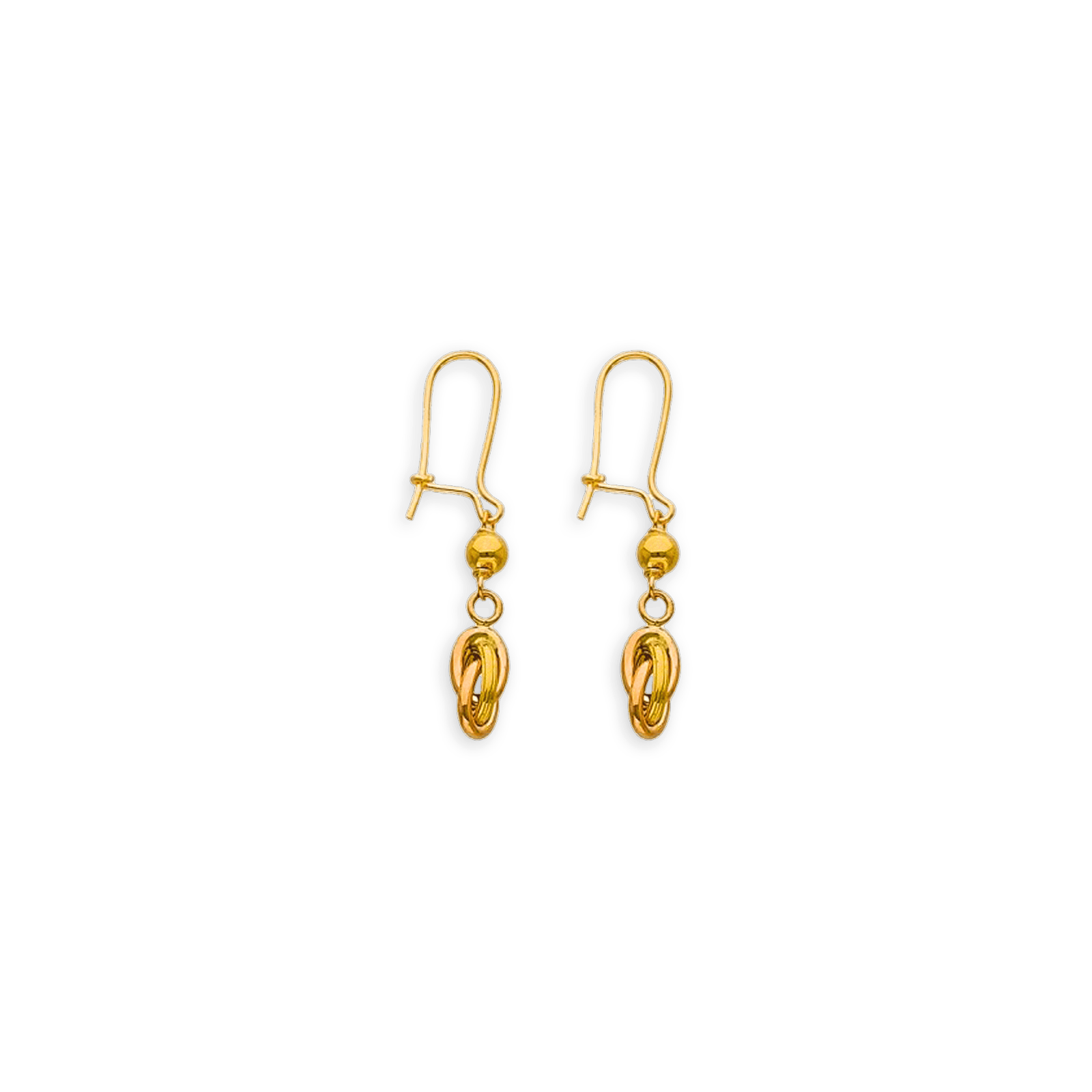 Boucles D'oreilles Or375 Pendant 33mm Au Total Nœud Forçat Antillais 6mm
