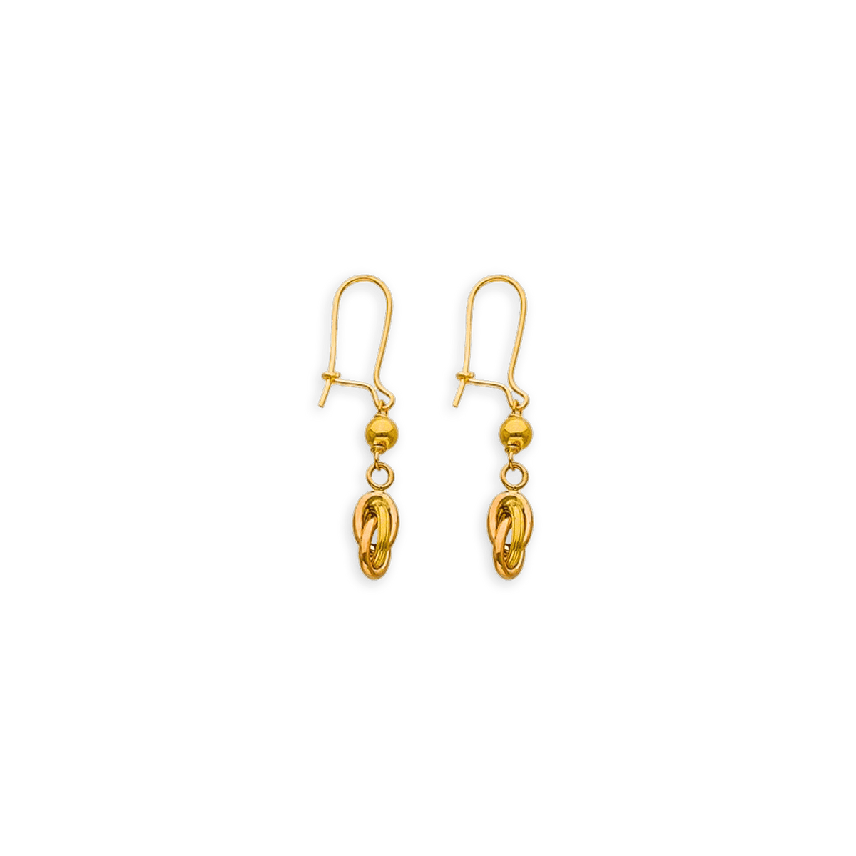Boucles D'oreilles Or 375 Pendant 33mm Nœud Forçat Antillais 6mm