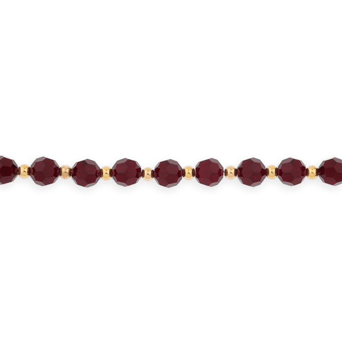 Bracelet Or 375 Boules 3mm Cristal Grenat 6mm 19cm