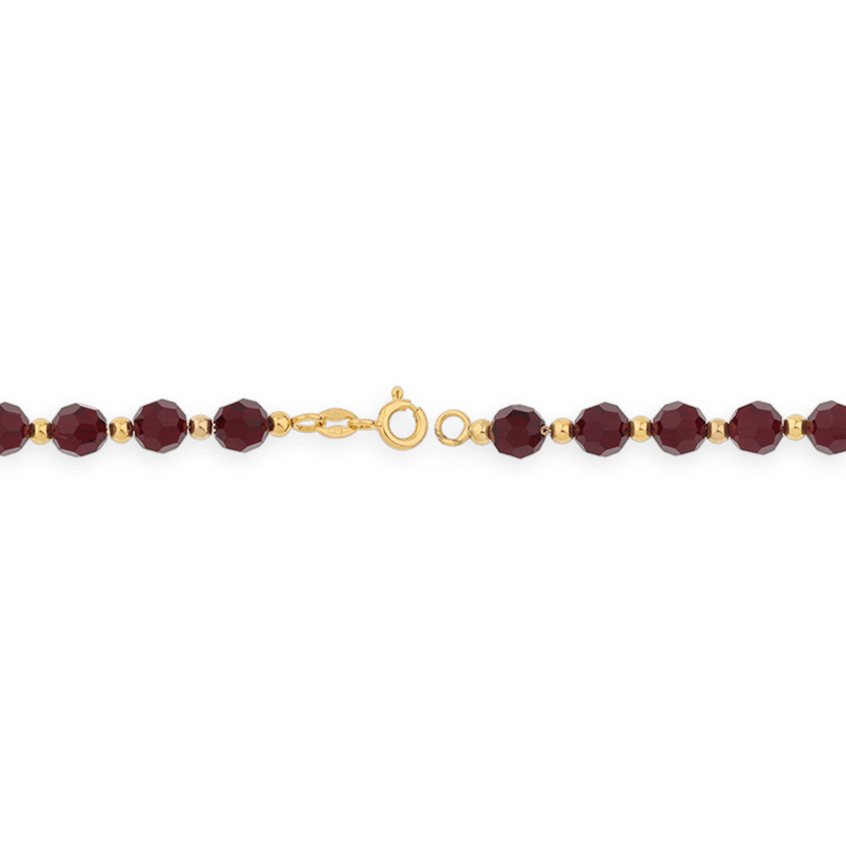 Bracelet Or 375 Boules 3mm Cristal Grenat 6mm 19cm