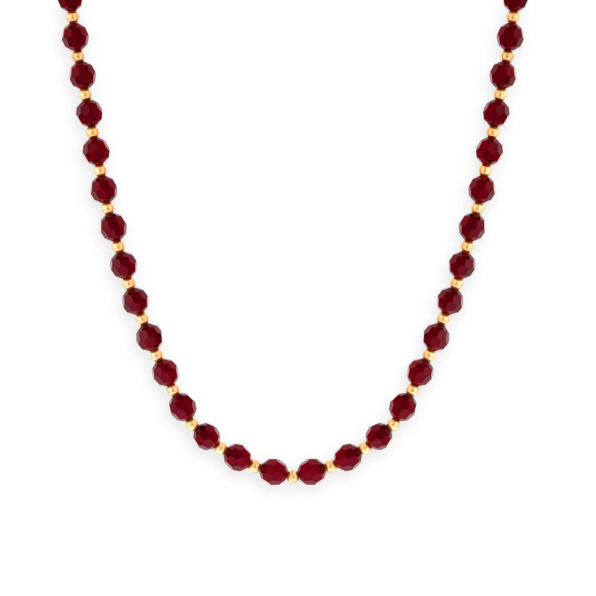 Collier Or 375 Cristal Grenat 6mm Boules 3mm 45cm