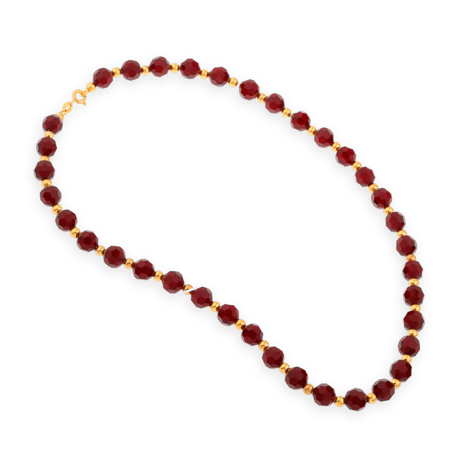 Collier chaîne or grain d'or et cristal grenat