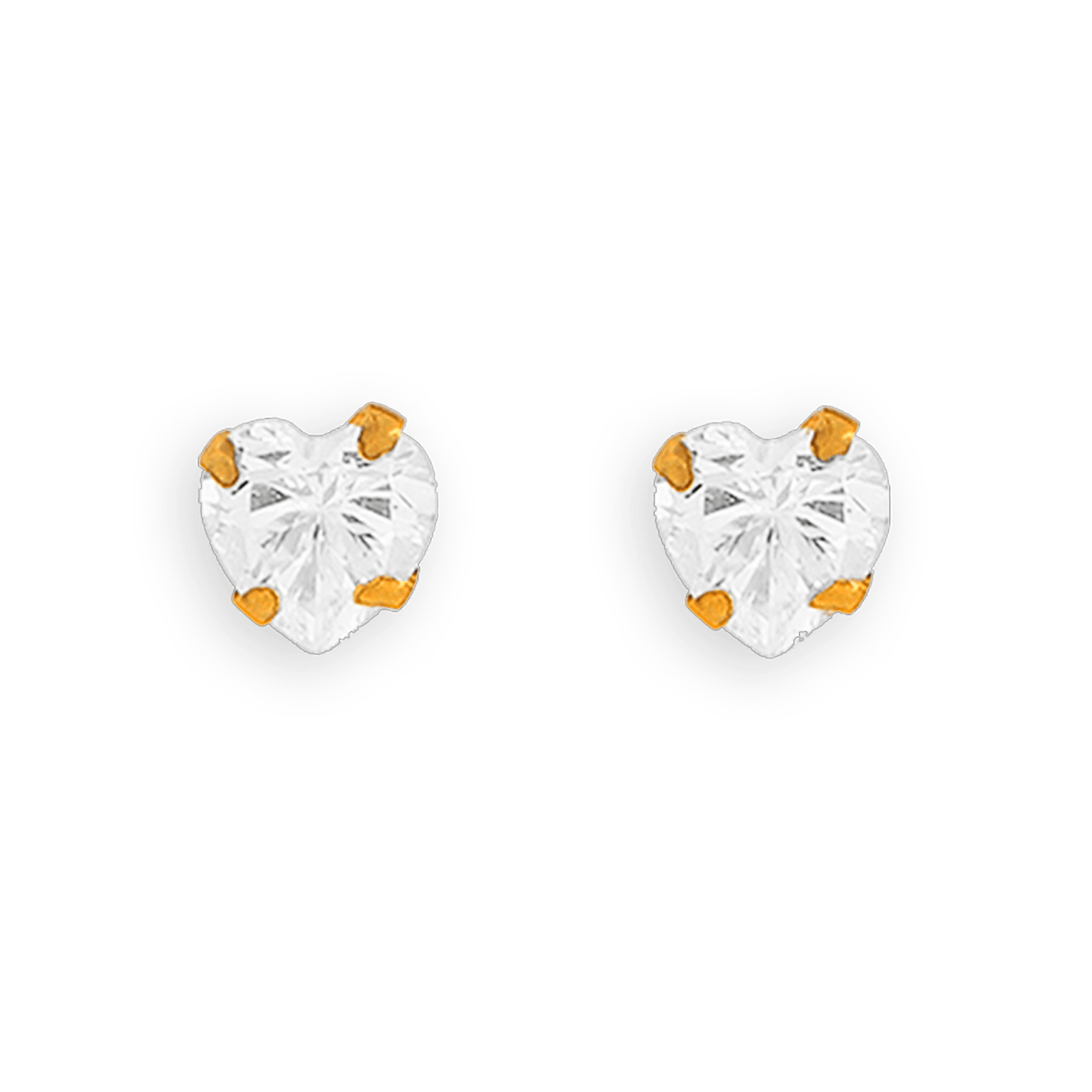 Boucles D'oreilles Or375 Cœur Zirconium 5mm 4 griffes