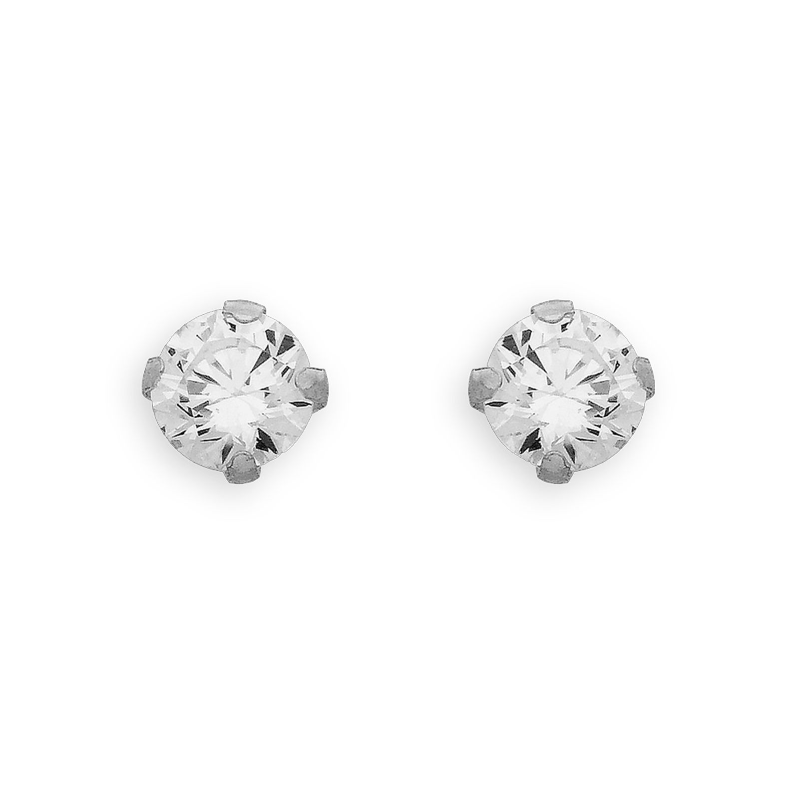 Boucles D'oreilles Or375 Gris Puces Zirconium 4mm