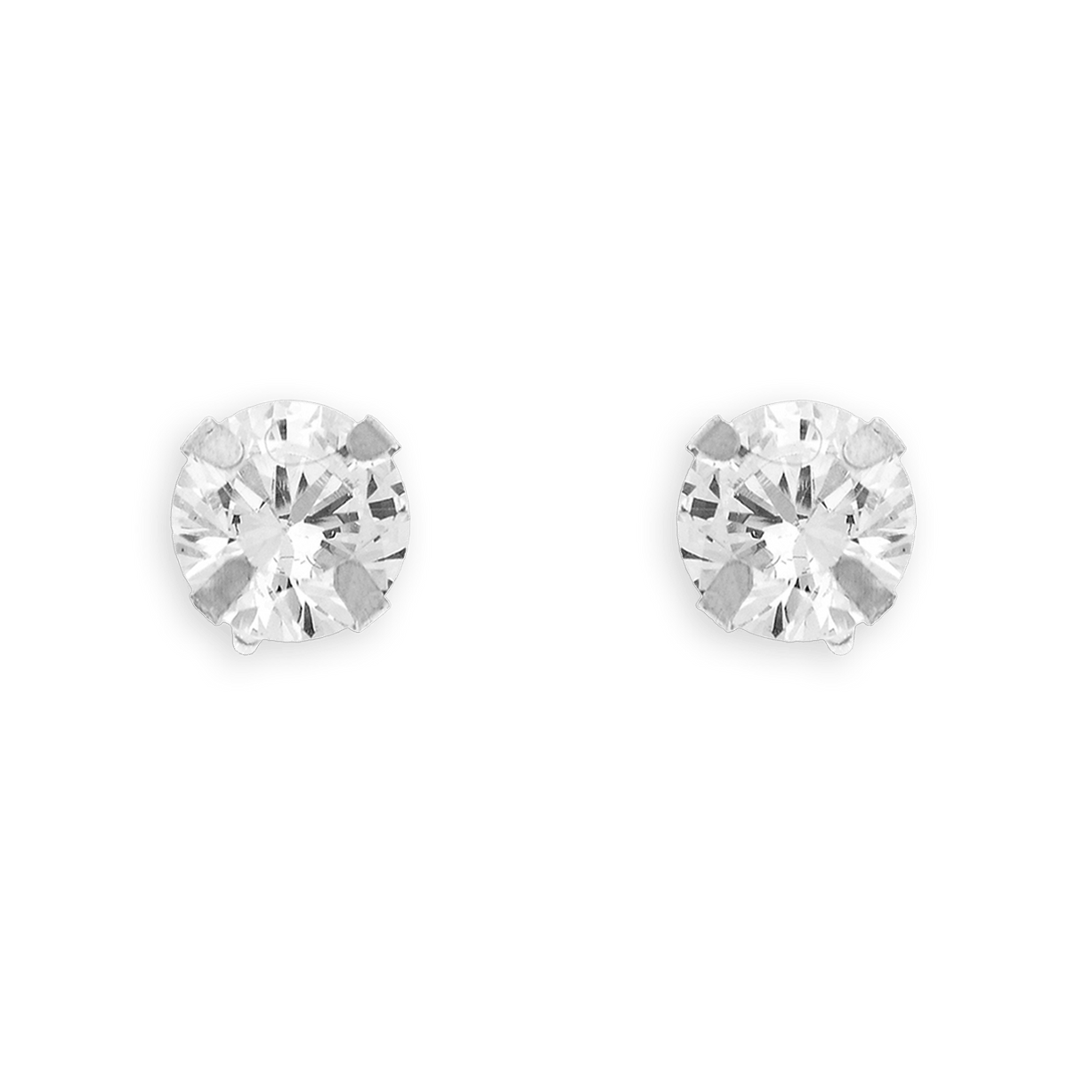 Boucles D'oreilles Or 375 Gris Zirconium 5mm 4 Griffes