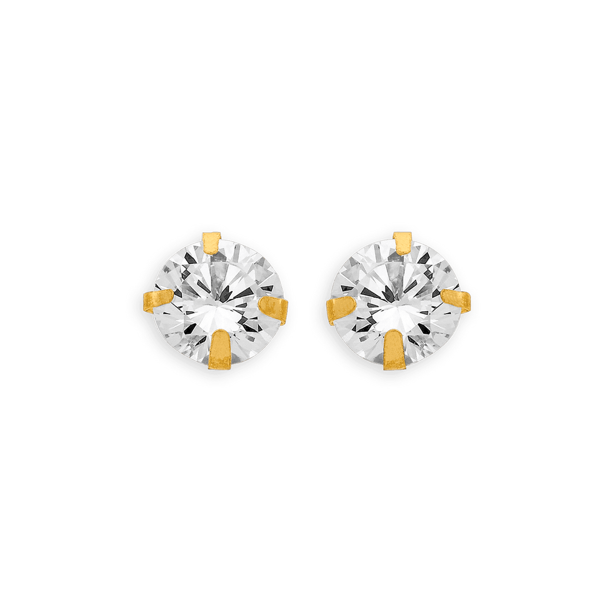 Boucles D'oreilles Or 375 Zirconium 6mm 4 Griffes