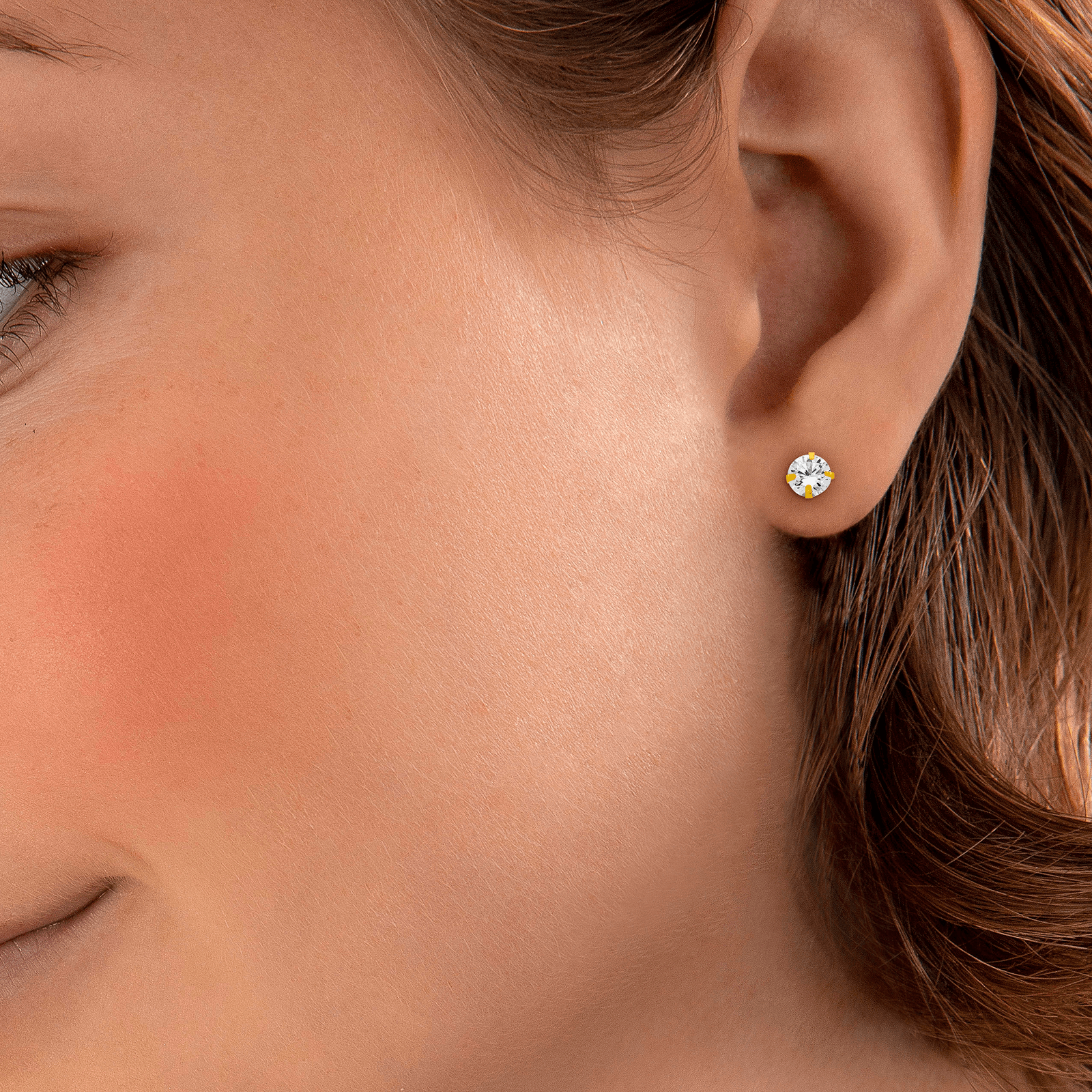 Boucles D'oreilles Or375 Puces Zirconium 6mm