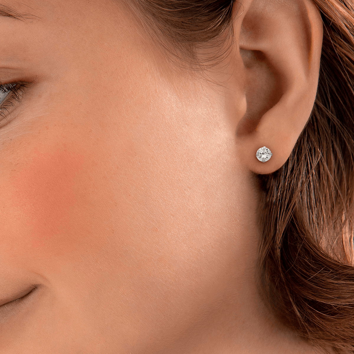 Boucles D'oreilles Or 375 Gris Zirconium 6mm 4 Griffes