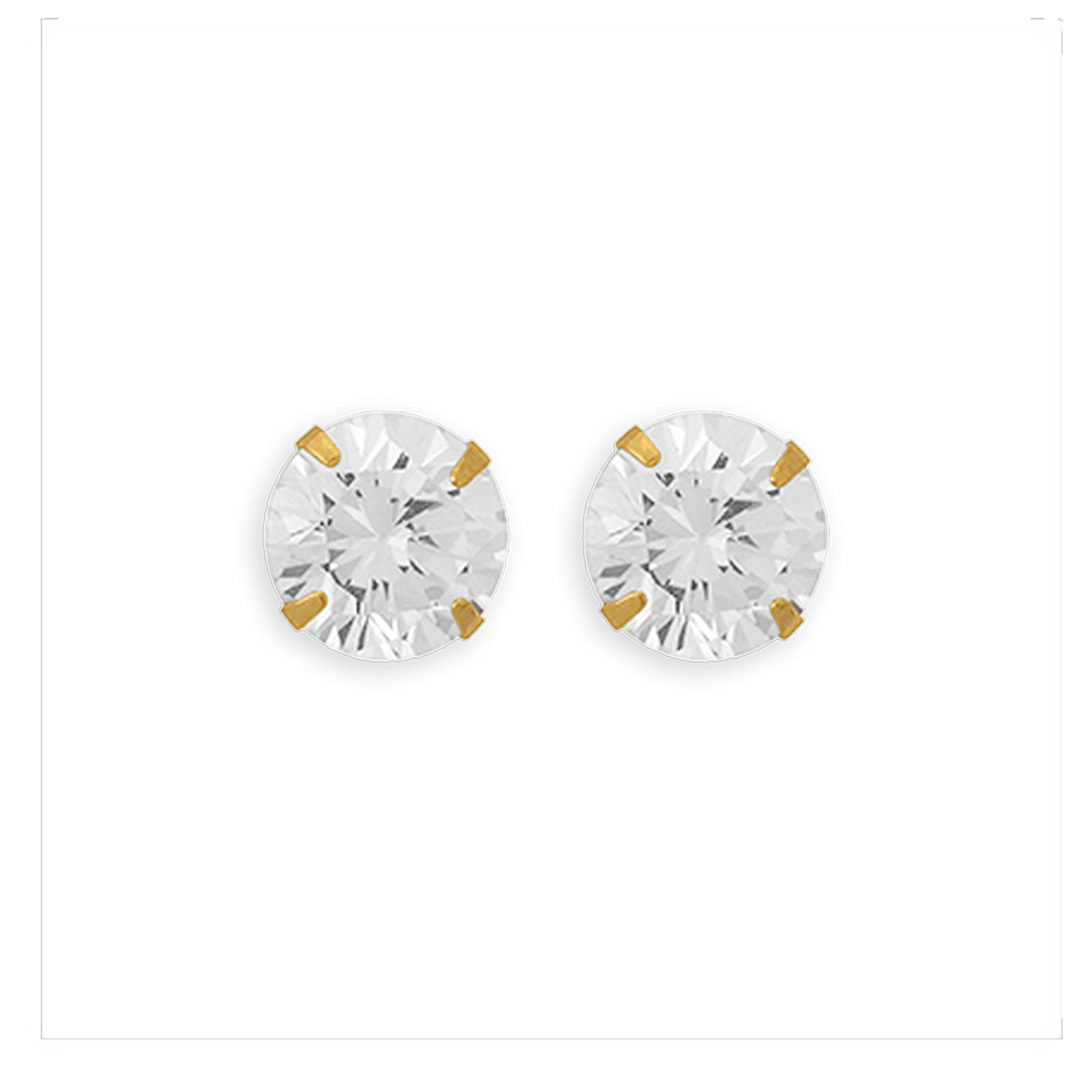 Boucles D'oreilles Or 375 Zirconium 7mm 4 Griffes