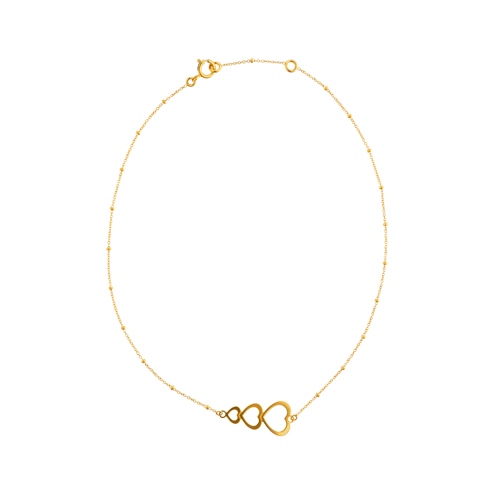 Chaine de cheville 3 cœurs forçat boules 25+2cm