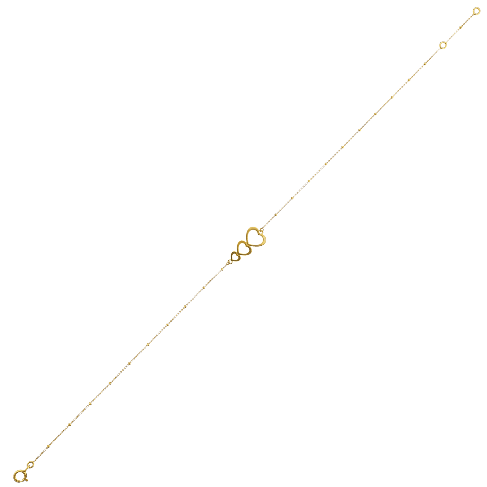 Chaine de cheville 3 cœurs forçat boules 25+2cm