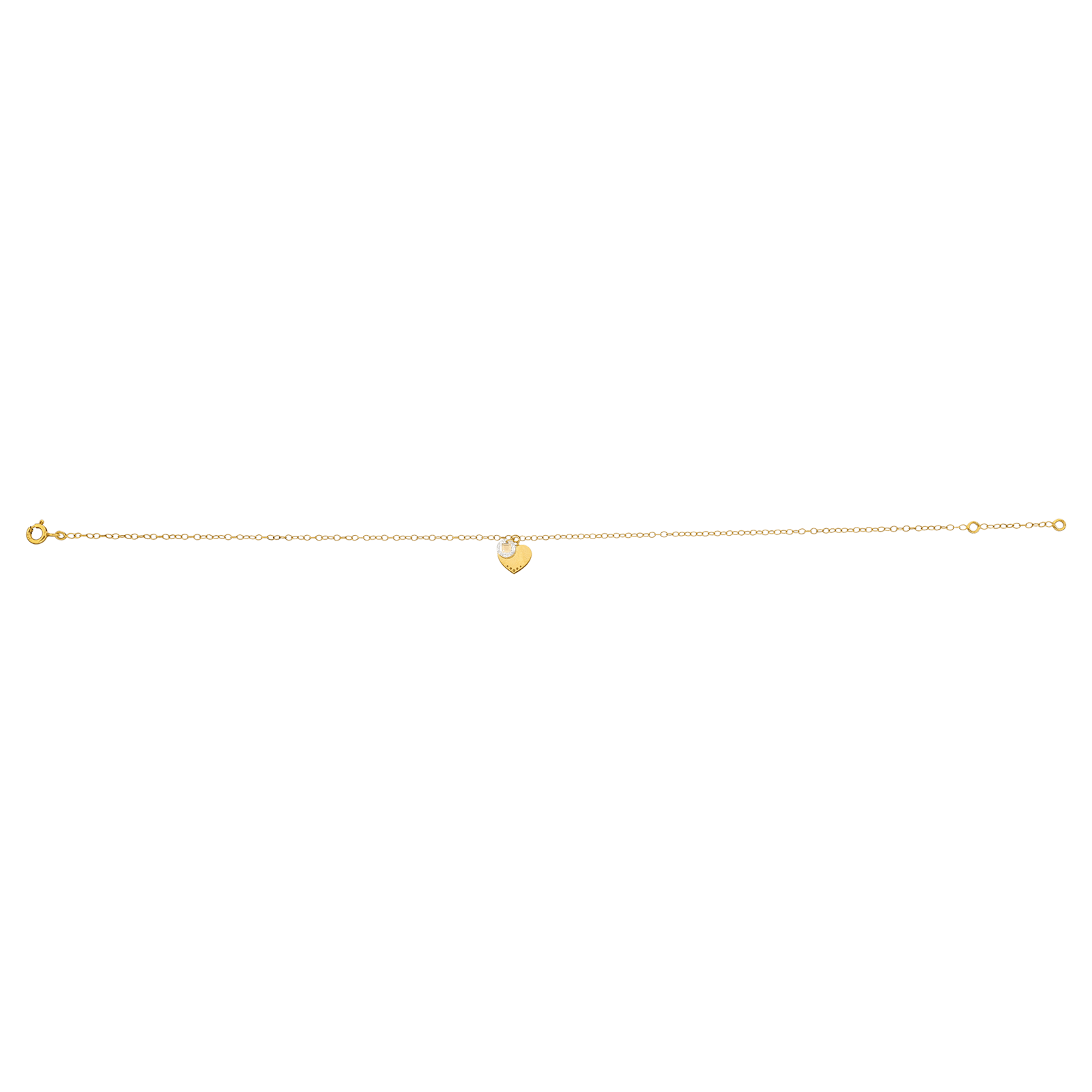 chaine de cheville coeur et Oxyde de Zirconium finition cha卯ne 30 25+2cm