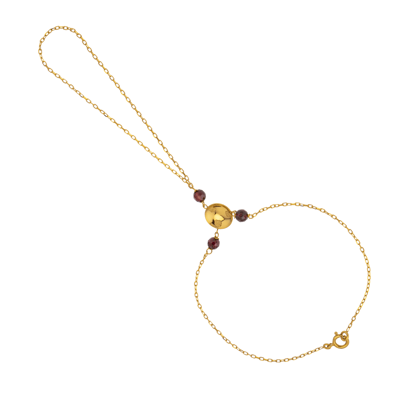 parure de main bâtée 9.5mm grenats quatre millimètres 19cm
