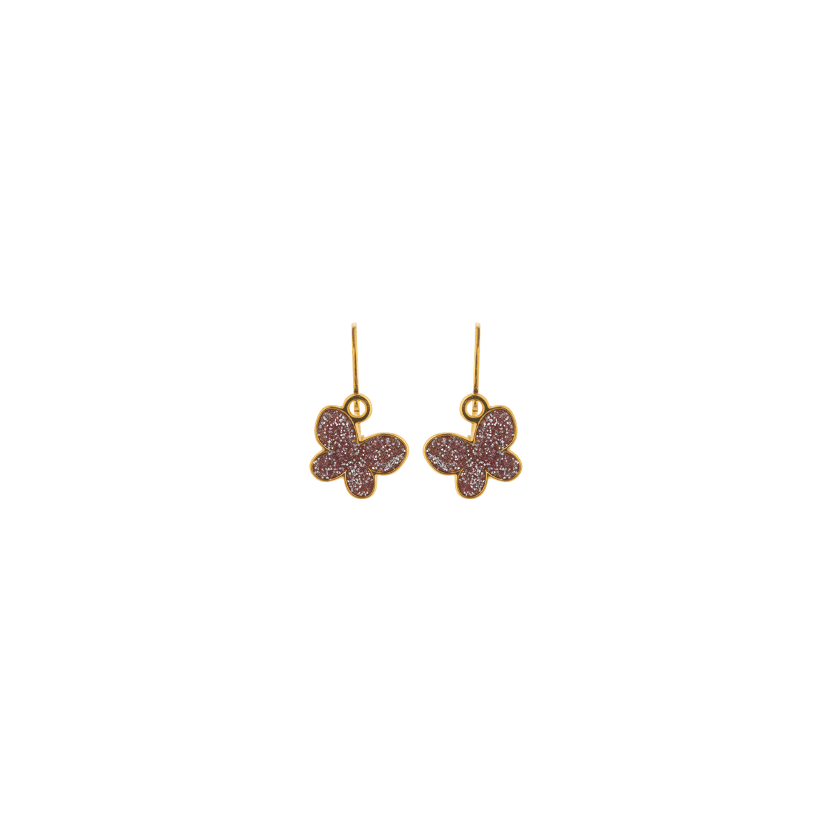 Boucles D'oreilles Or 375 Pendant Papillon Pailleté 7*6mm
