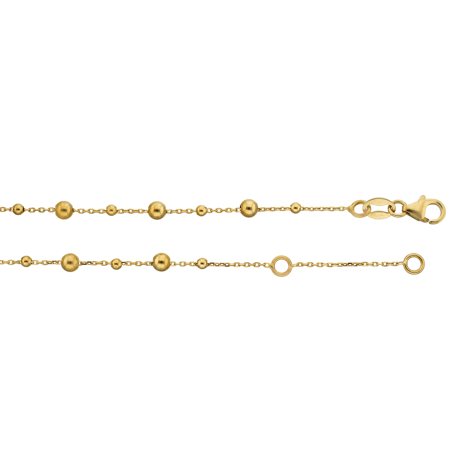 Bracelet chaîne plus boule 17 plus 2 centimètres