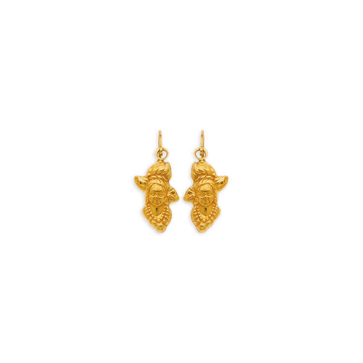 Boucles D'oreilles Or 750 Pendant 14mm Tête Antillaise 5*10mm