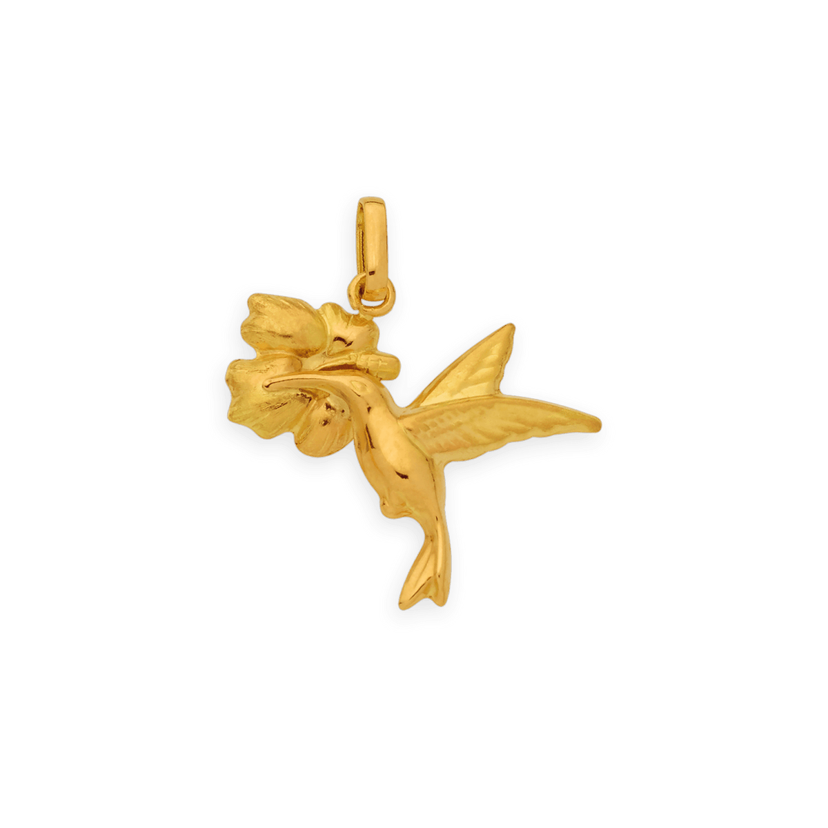 Pendentif Or 750 Colibri Hibiscus 20*21mm Avec Bélière