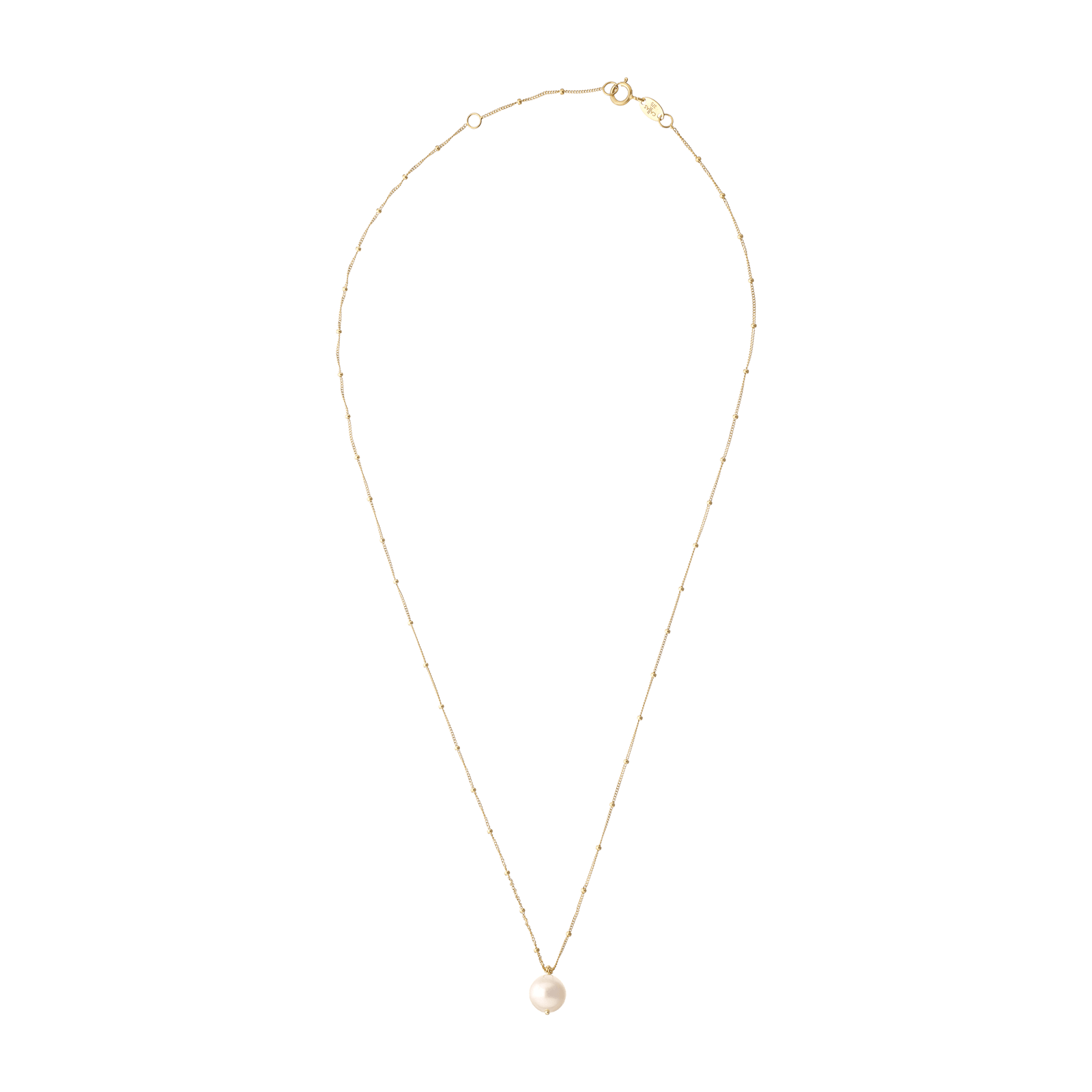 Collier CALLAS boules lisses & perle centrale blanche 42+CM or375