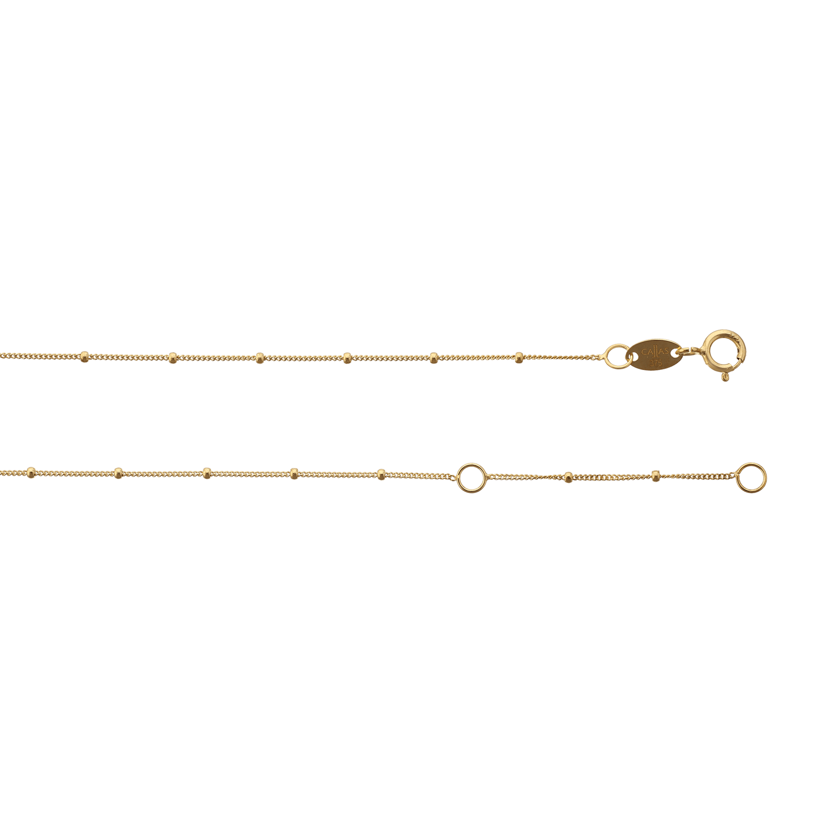 Collier CALLAS boules lisses & perle centrale blanche 42+CM or375