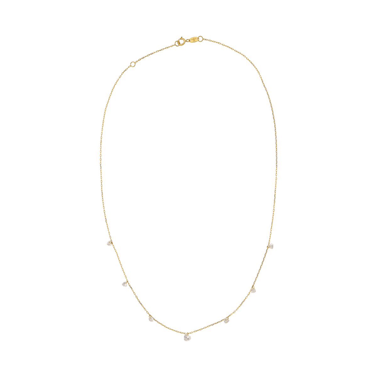 Collier Or 375 7 Coeurs Oxydes 42 à 45cm