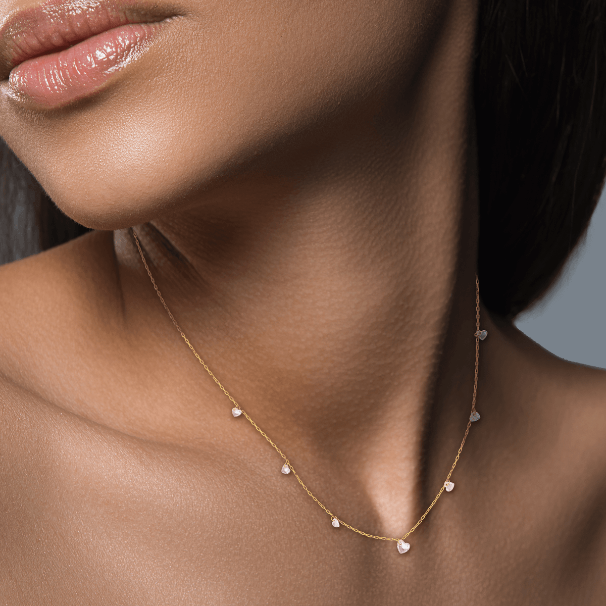 Collier Or 375 7 Coeurs Oxydes 42 à 45cm