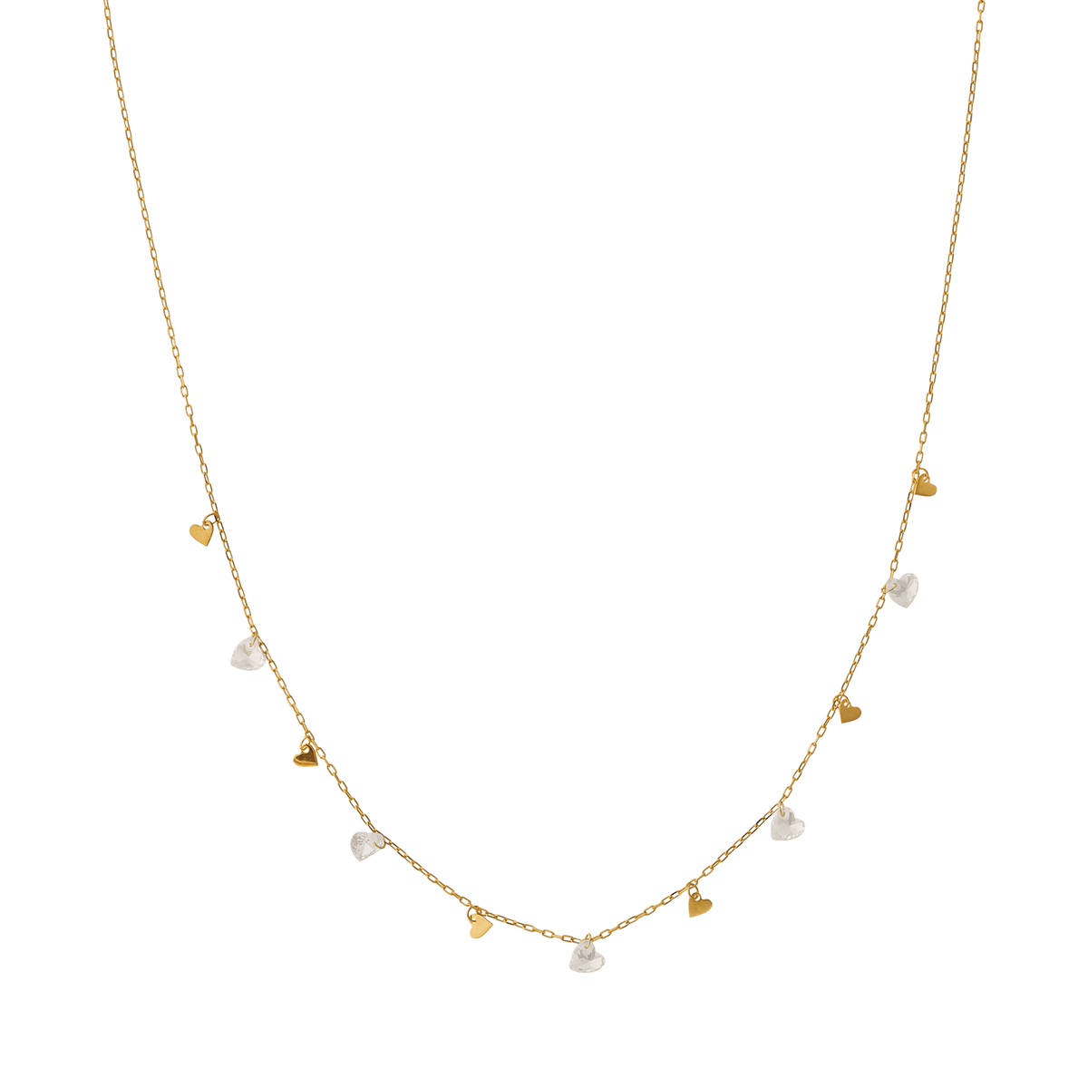 Collier Or 375 Multi Coeurs Lisses Oxydes 42 à 45cm