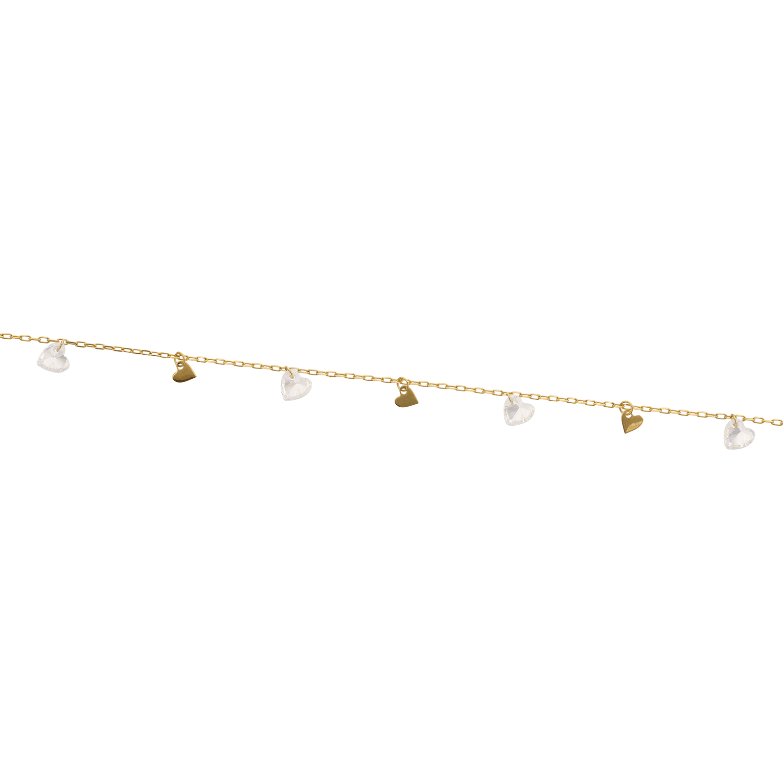 Collier Or375 Multi Coeurs Lisses Oxydes 42A45cm