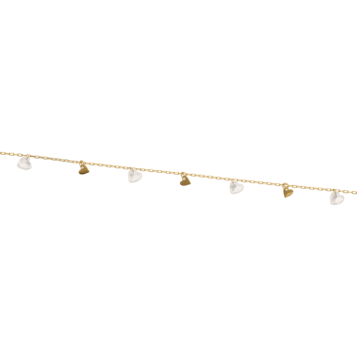 Collier Or 375 Multi Coeurs Lisses Oxydes 42 à 45cm