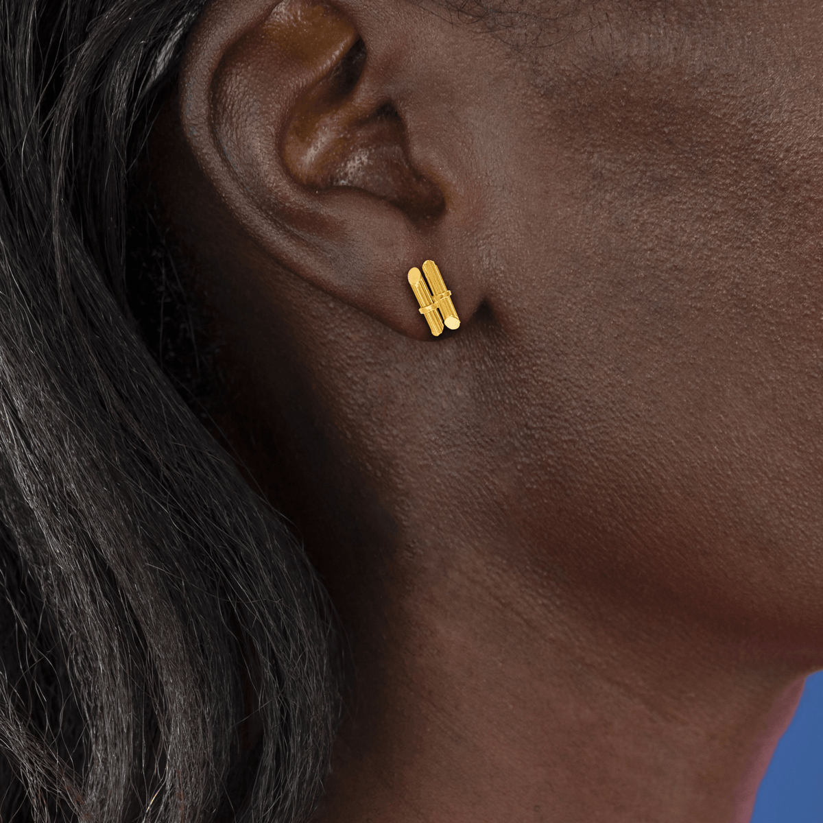 Boucles D'oreilles Or 750 Canne A Sucre 5*10mm