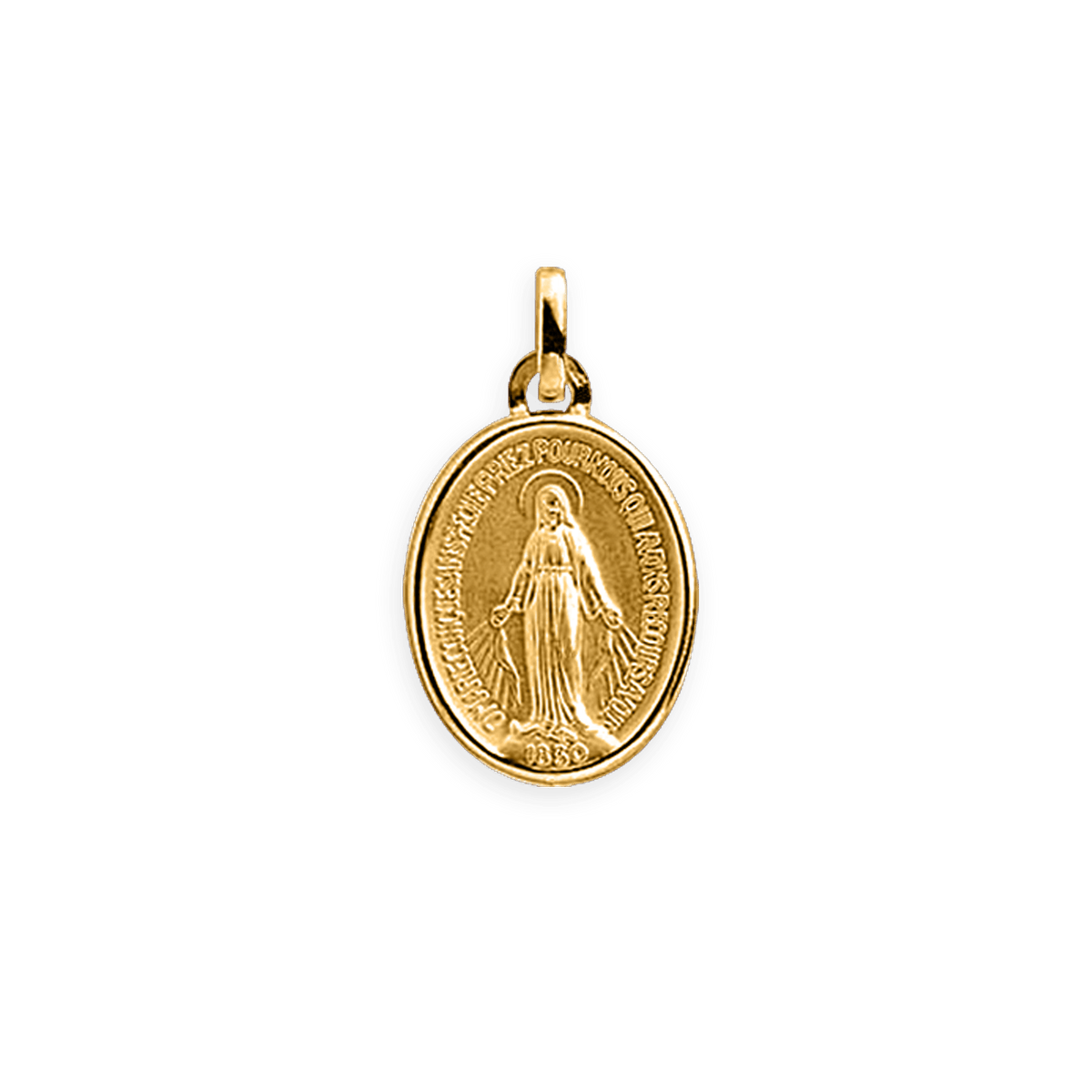 Médaille Or 375 Ovale Vierge Miraculeuse 12*21mm Avec Bélière
