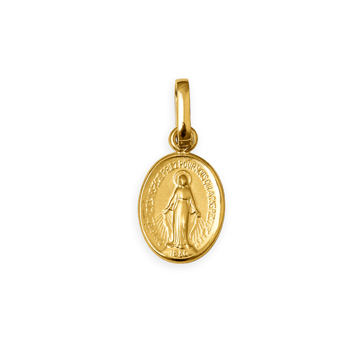 Médaille Or 375 Ovale Vierge Miraculeuse 7*16mm Avec Bélière