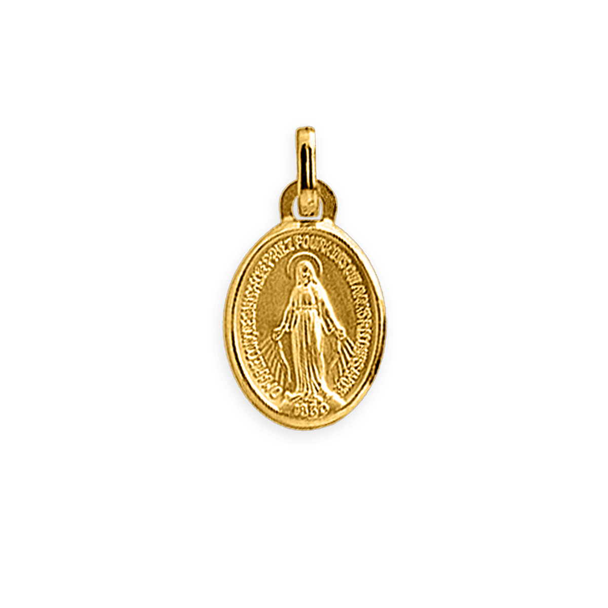 Médaille Or 375 Ovale Vierge Miraculeuse 9*18mm Avec Bélière