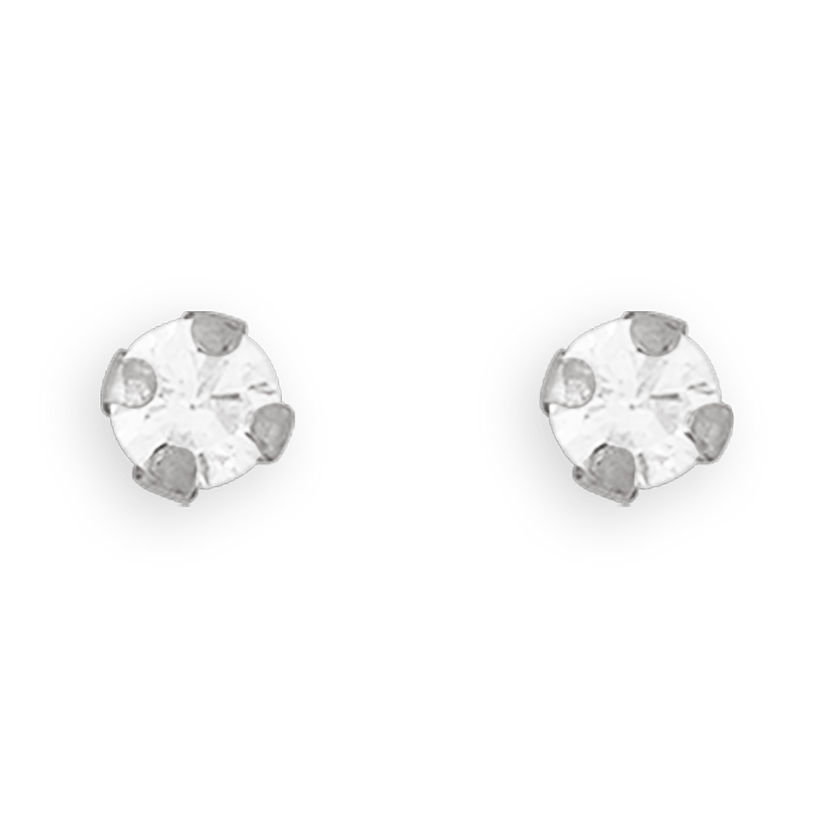 Boucles D'oreilles Or 375 Gris Zirconium 2.5mm 4 Griffes