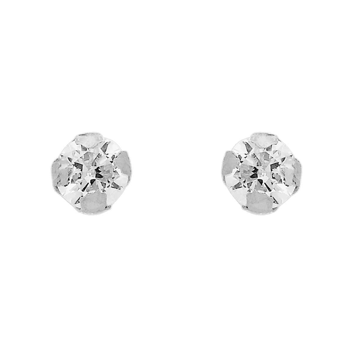 Boucles D'oreilles Or 375 Gris Zirconium 3mm 4 Griffes