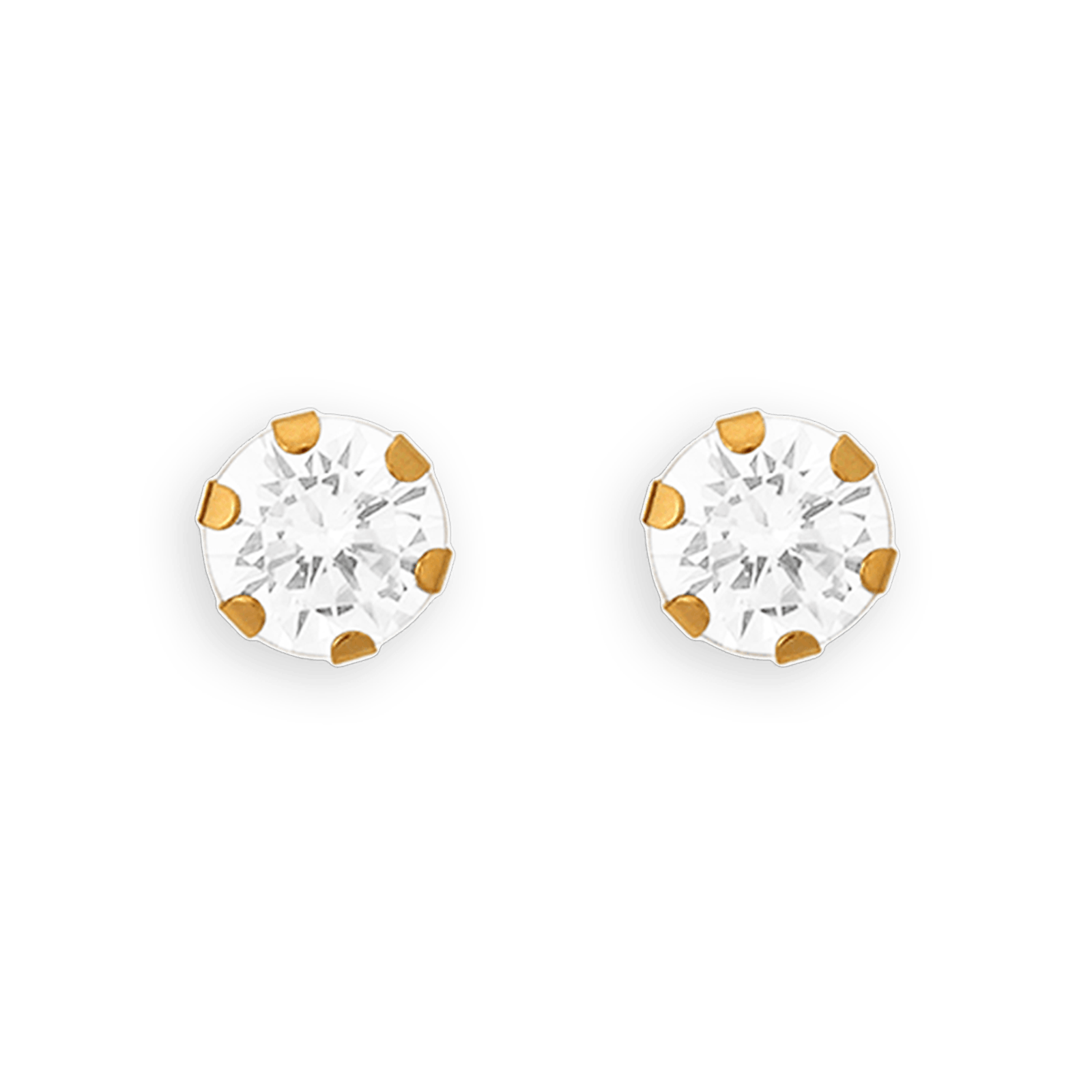 Boucles D'oreilles Or375 Puces Zirconium 8mm 6 griffes