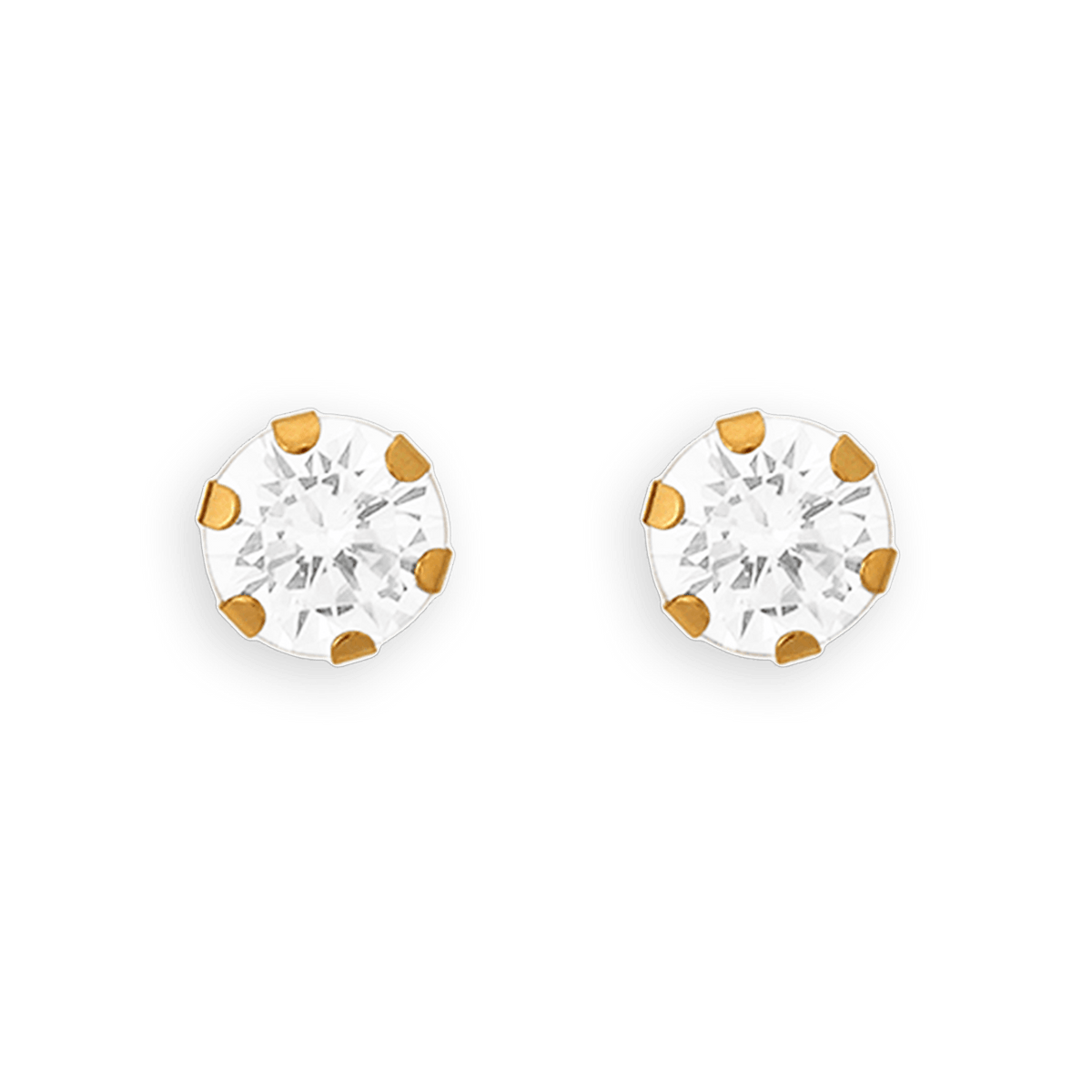 Boucles D'oreilles Or 375 Zirconium 8mm 6 Griffes