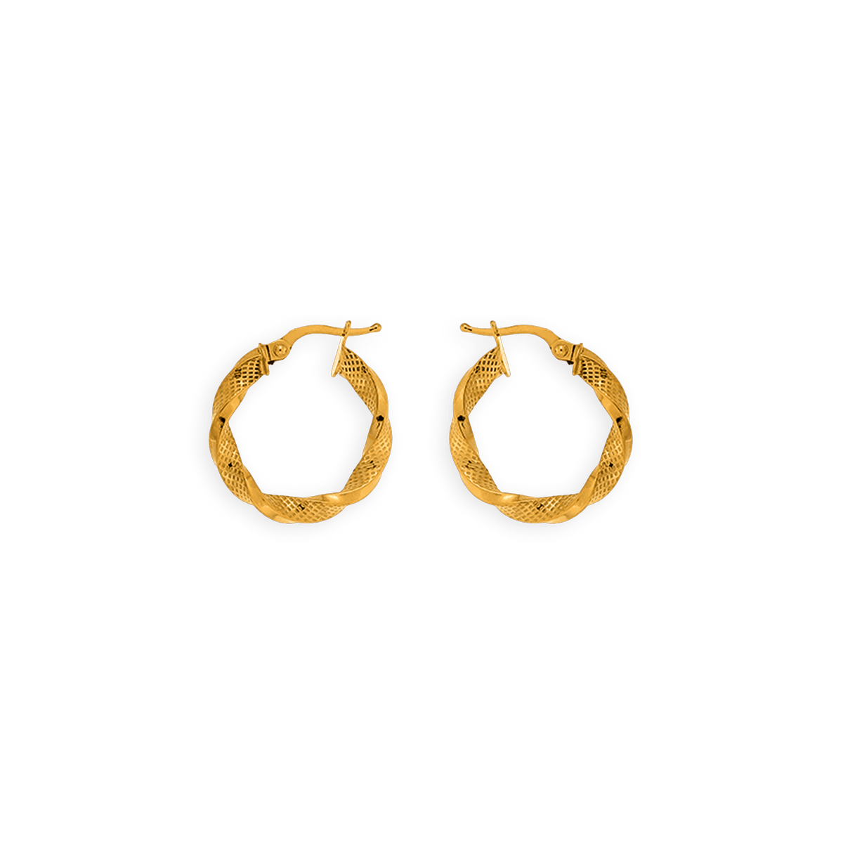 Créoles Or 375 Torsadées Fantaisie 22mm Tube 3mm