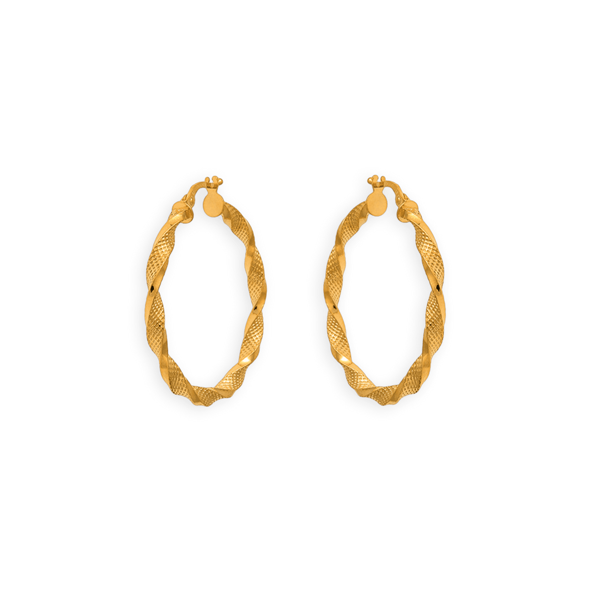 Créoles Or 375 Torsadées Fantaisie 30mm Tube 3mm
