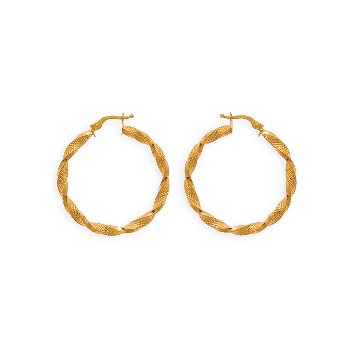Créoles Or 375 Torsadées Fantaisie 30mm Tube 3mm