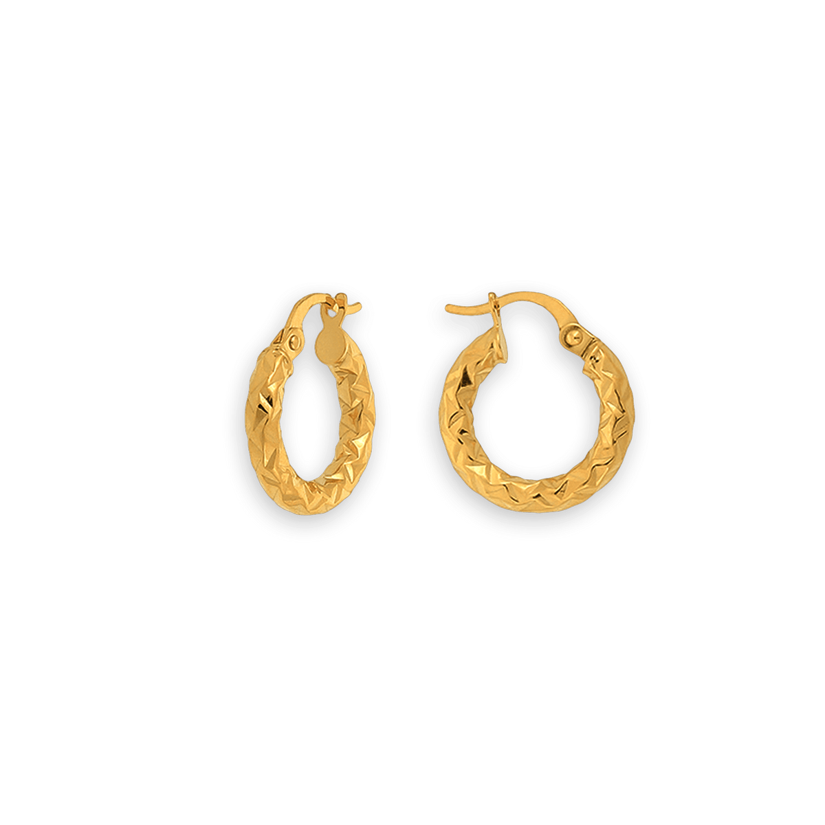 Créoles Or 375 Diamantées 10mm Tube 3mm
