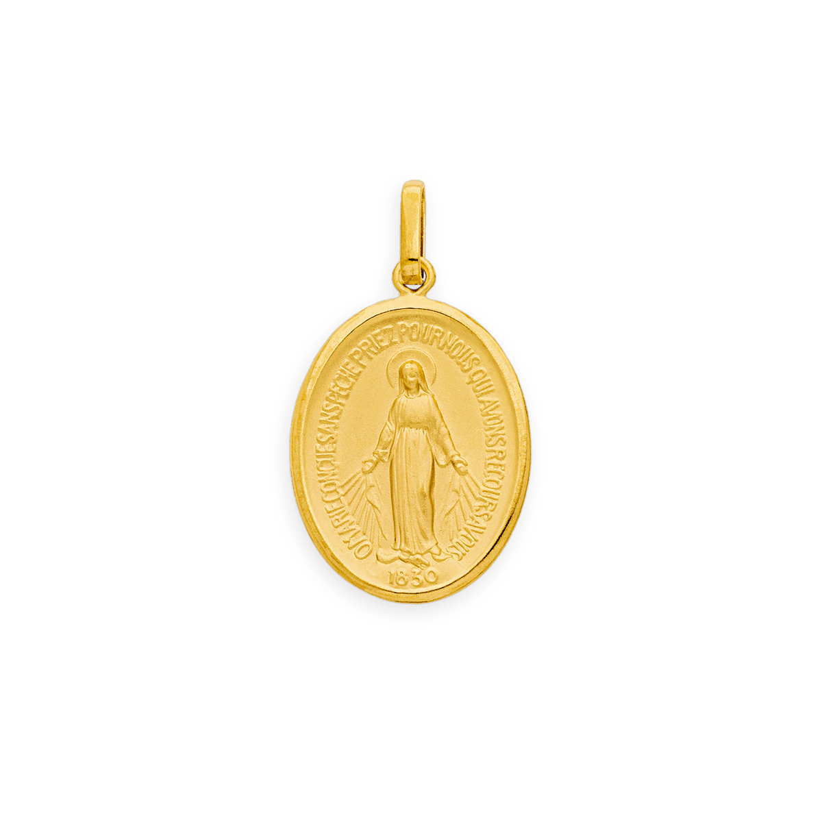 Médaille Or 375 Ovale Vierge Miraculeuse 14*25mm Avec Bélière Or Creux