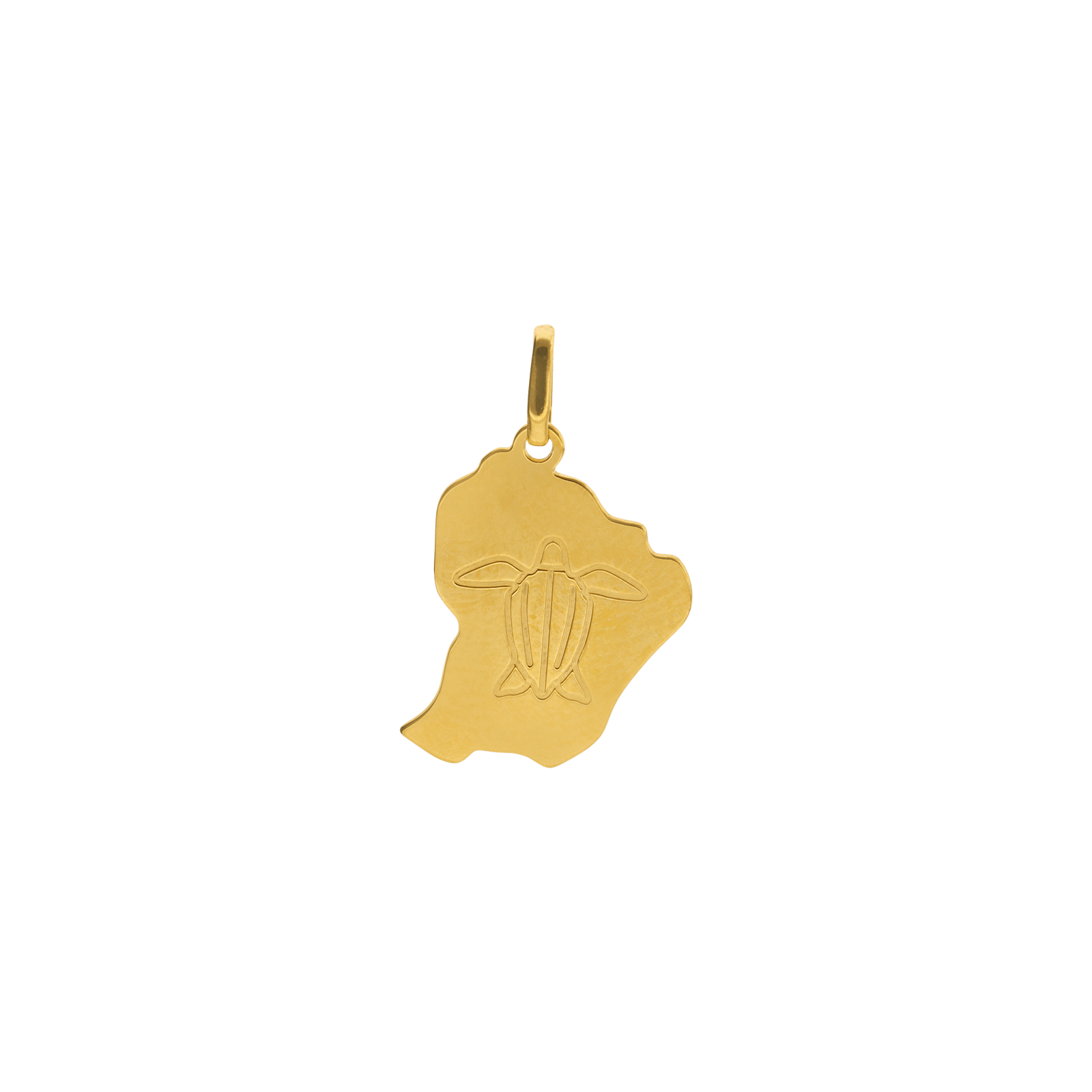 pendentif carte guyane tortue gravée