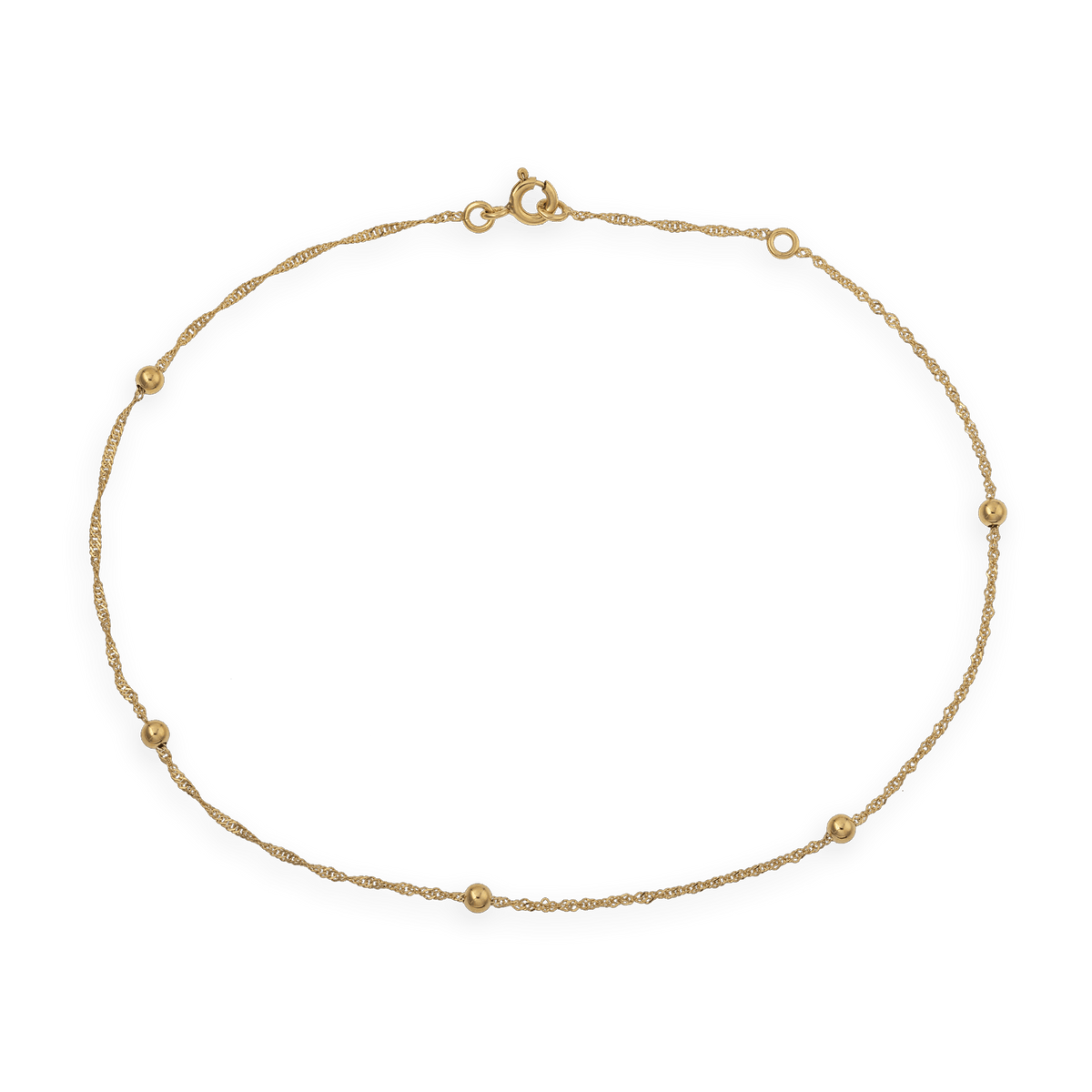 Chaîne Cheville Or 375 25 à 27cm Boules 3mm