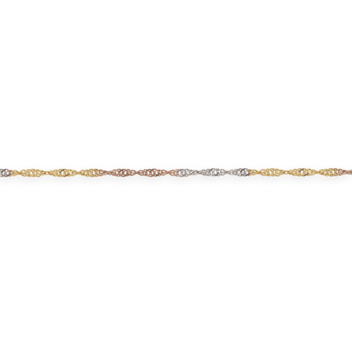 Chaîne Cheville Or 375 27cm Maille Singapour 1.5mm Tricolore