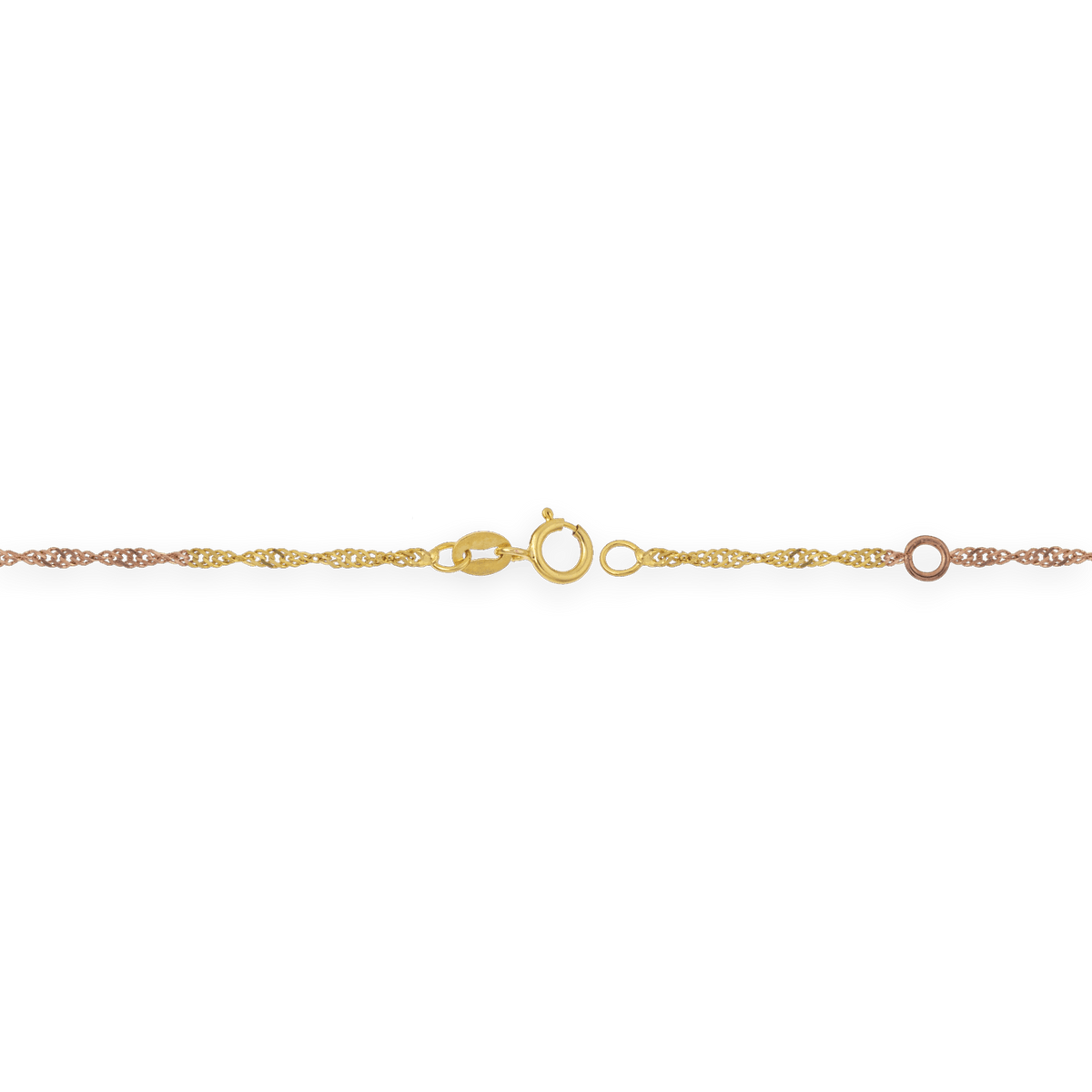 Chaîne Cheville Or 375 27cm Maille Singapour 1.5mm Tricolore