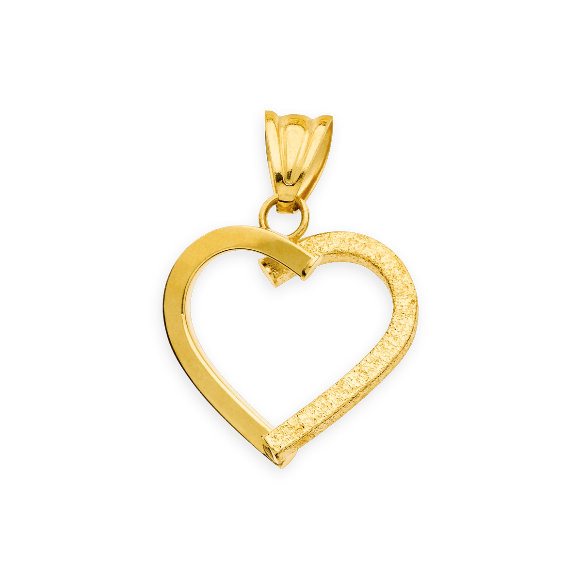 Pendentif Or 375 Cœur Lisse Sablé 20*25mm Avec Bélière