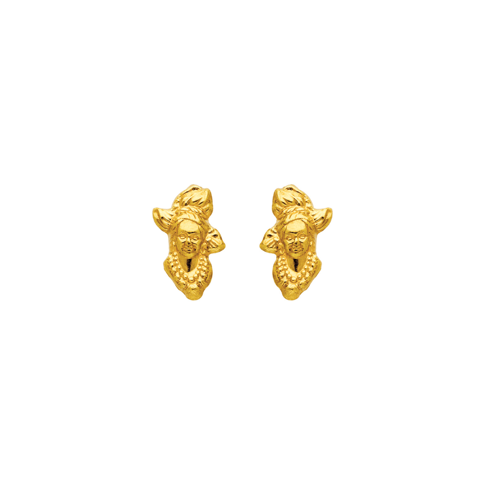 Boucles D'oreilles Or750 Tête Antillaise 5*10mm Fermeture Vis
